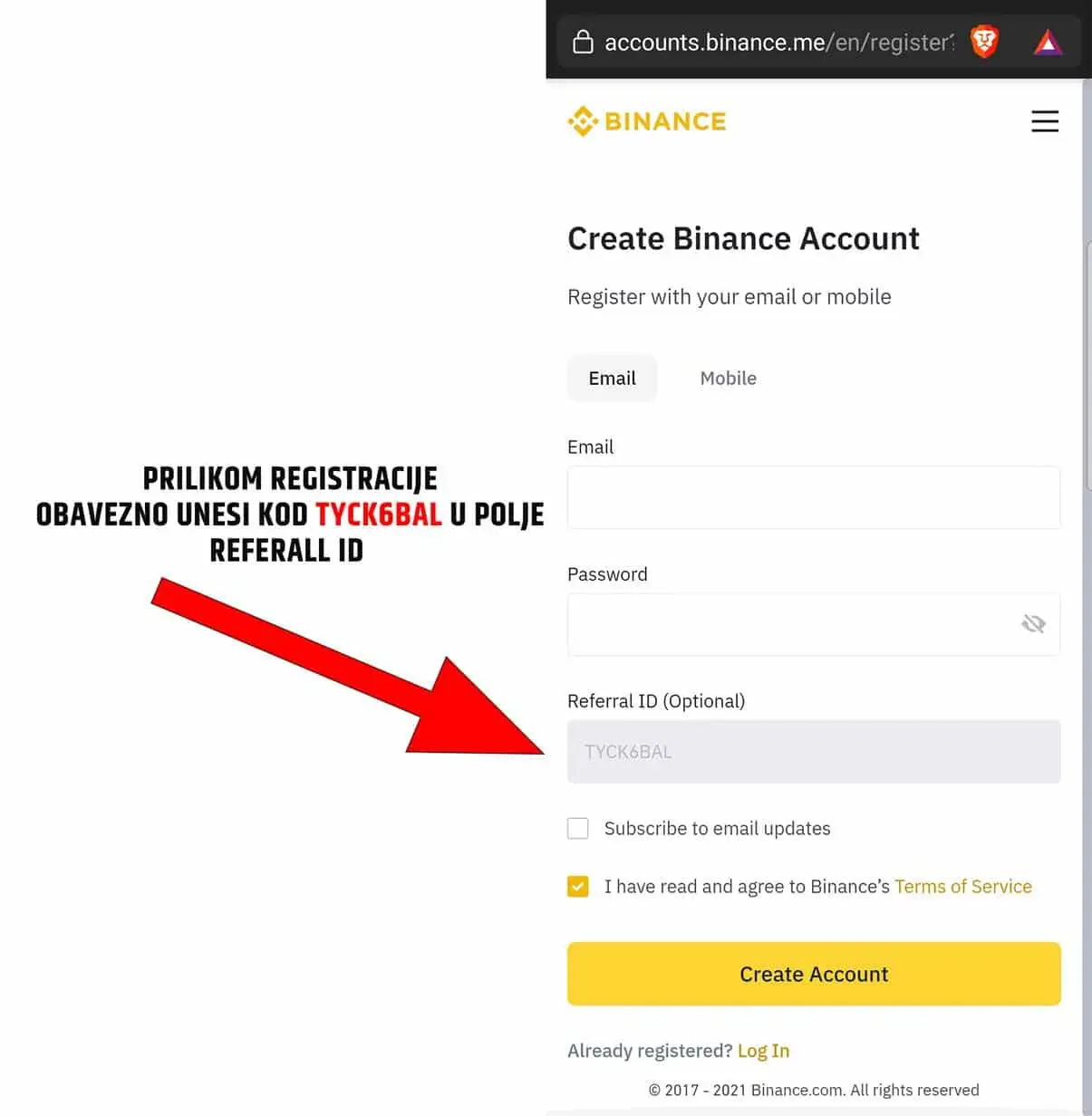 Binance Referral kod